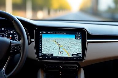 Modern car dashboard with upgraded GPS navigation
